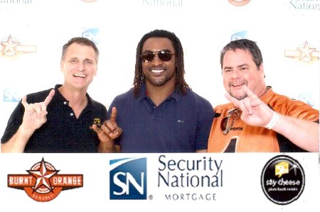 Todd, owner (left); Cedric Benson, former UT All-American player (middle) Photo Booth Rental Austin-Open Air Photo Booth-Corporate Booth